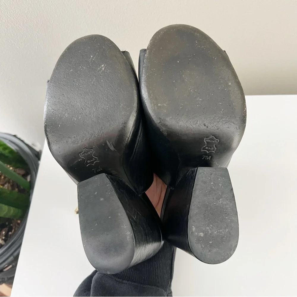 Tory Burch Grove Open Toe Leather Bootie Black Size 7